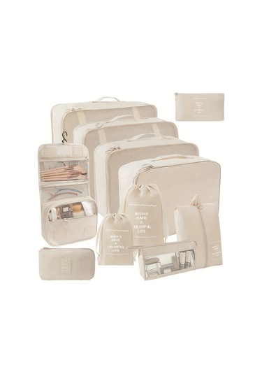 Fochsia Makyaj Çantası Sekiz Parça Set Parlak Mavi 8 Parça Seyahat Saklama Organizer Ahşap