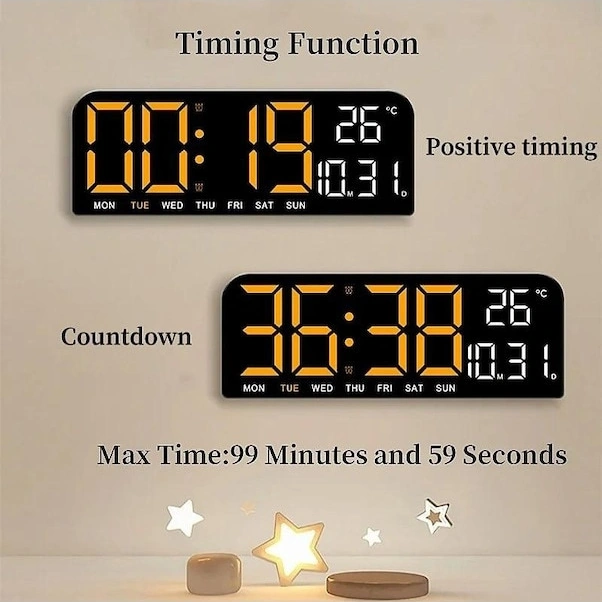 Yaleker Yeşil Led Dijital Alarm Saat - 9 İnç, Sıcaklık/tarih/hafta Günü Gösterimi, Işık Hassasiyeti, 12/24 Saat Formatı, Ev/ofis Kullanıma Uygun Yeşil