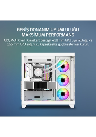 Gamepower Warcry Topglass 750w 4xargb Temperli Cam Atx Beyaz Akak0gmp0029