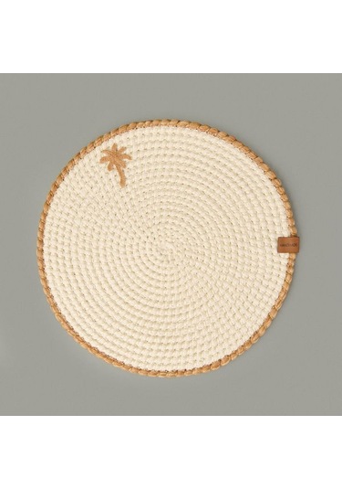 Evidea Soft Palm Nakışlı Supla - Ekru - 33x33 Cm Ekru