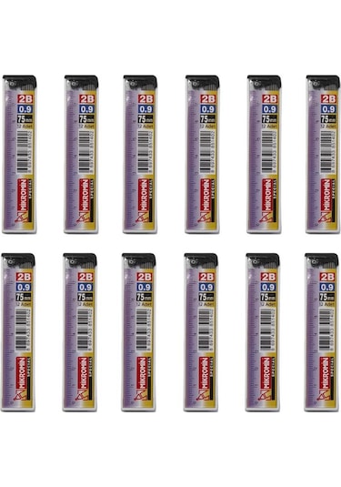 Min 0.9 MM Cetvelli Kalem Ucu 75 MM Mikro Uç 12 Adet