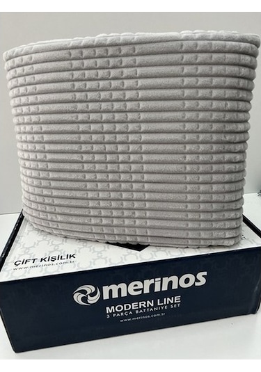 Merinos Modern Line 3 Parça Battaniye Seti -gri Renk