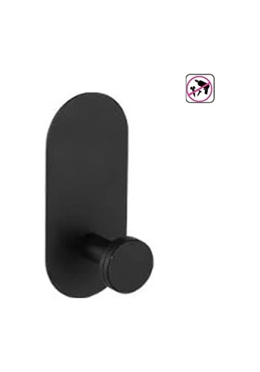 Kendinden Yapışkanlı Askılık Tekli Mat Siyah Mat Siyah