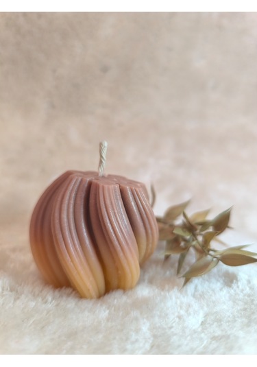 Dalga Desenli Dekoratif Mum, Renk Geçişli, Kahverengi Ve Tonları Kahverengi