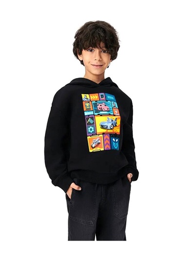 Cars Baskılı Erkek Çocuk Sweatshirt St08164 Siyah