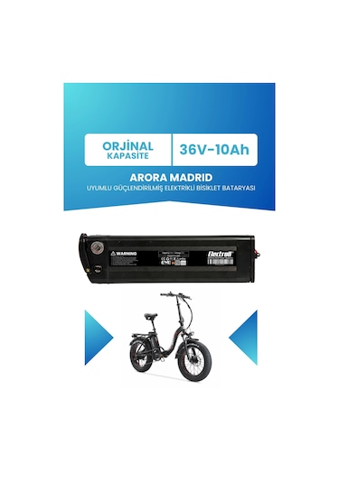 Arora Madrıd Uyumlu Batarya 36v 10ah Elektrikli Bisiklet Bataryası Siyah