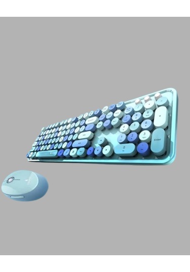 Retro Tarz Kablosuz Klavye Mouse Seti 104 Tuşlu, Ergonomik Tasarım
