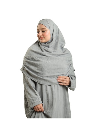 2 Parça Namaz Elbisesi Dokuma Kendinden Desenli 2502 15 Gri