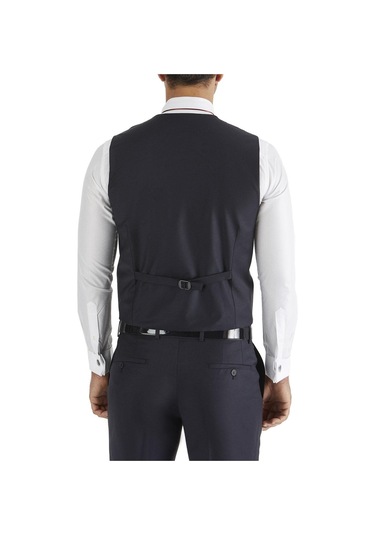 Slim Fit Saten Biyeli Lacivert Damatlık Smokin Yelek Y 120 Lacivert