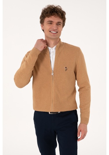 U.s. Polo Assn. Erkek Camel Melanj Hırka Triko 50288871-vr122 Camel Melanj