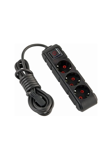 Ufo 3 Metre Siyah Anahtarlı Üçlü Topraklı Kablolu Grup Priz 3