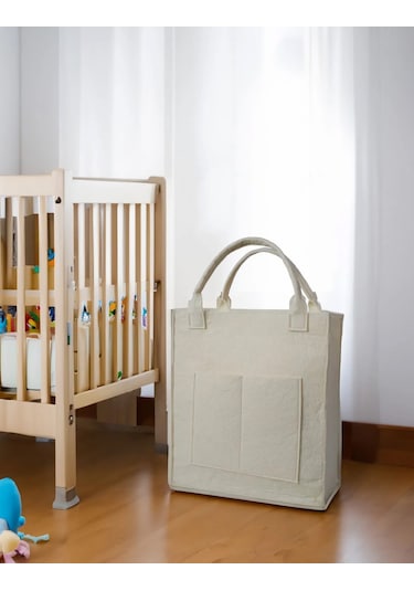 Yunusoğlu Home Çok Amaçlı Keçe Omuz ve El Askılı Anne Bebek Bakım Çantası Krem