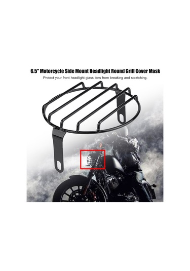 Geeroyoo 6.5 İnç Geri Zamanlı Motosiklet Farı Koruması, Demir Malzeme, Retro Tarz, Cg-125/gn Uyumlu, Kolay Kurulum Yatay Çubuk Kafes