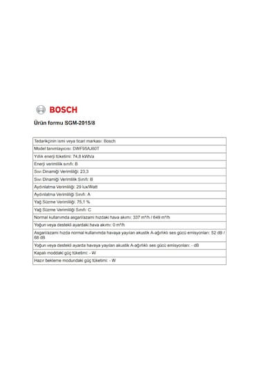 Bosch DWF95AJ60T Duvar Tipi 90 CM Davlumbaz