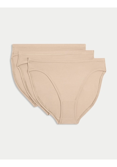 Marks & Spencer 3 Lü Flexifit Modal Yüksek Bel Külot Bej