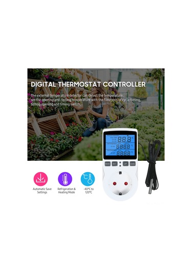 Gajeena Çift Modlu Akıllı Termostat Prizi: Isıtma Ve Soğutma, Zamanlayıcılı, -40 C Den 120 C Ye, 16a/3680w, Eu Fiş