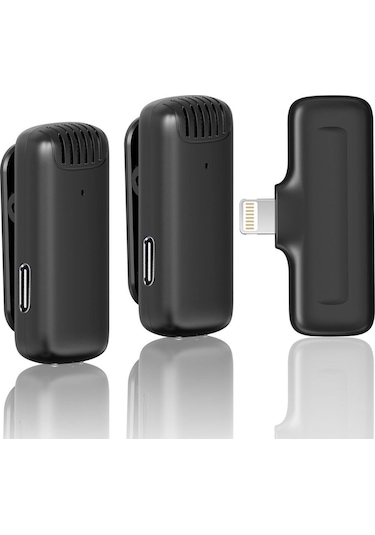 Ulanzi J12 Kablosuz Lightning Apple Uyumlu iPhone İkili Yaka Mikrofonu 2885