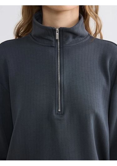 Lc Waikiki Antrasit Soft Touch Oversize Kadın Sweatshirt