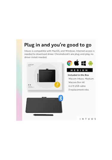 Wacom Intuos Orta Boy Bluetooth Grafik Çizim Tableti