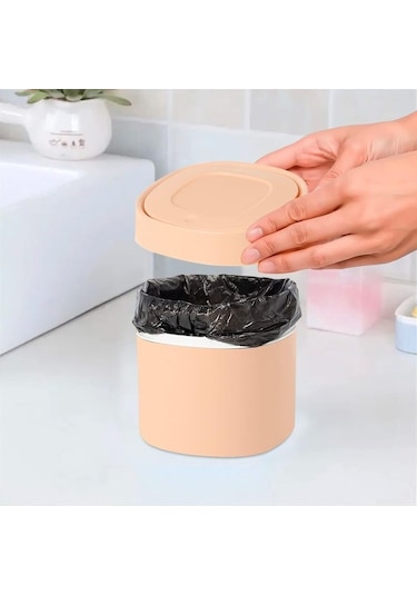 Fastbuy Kapaklı Küçük Masaüstü Çöp Kutusu, Yatak Odası Kağıt Çöp Kutusu
