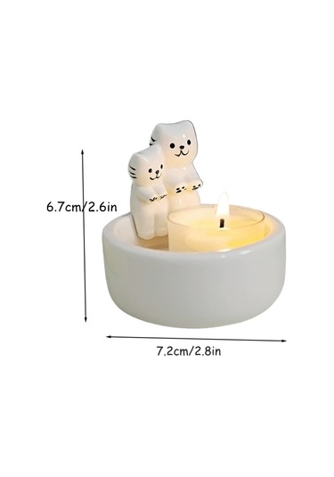 Springsun Seramik Kedi Fantom Mumluk, Nordik Stil Dekorasyon, Halloween Hediyesi, Aromaterapi Mum Tutucu Mum Dahil Değil