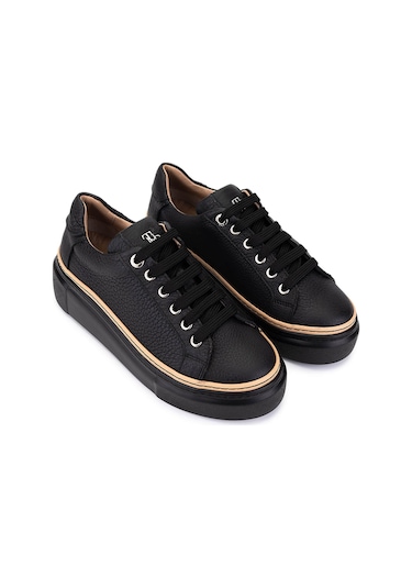 Tamer Tanca Kadın Hakiki Deri Siyah Floter Sneakers & Spor Ayakkabı 1116 5022-09 Bn Ayk Sk25-26 Sıyah Fltr Siyah