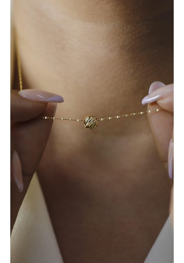 Diamine 14 Ayar Altın Büyük Dorika İnce Aynalı Zincir Kolye