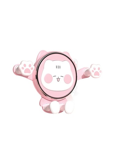 Soulader Araç İçi Dekoratif Kedi Figürlü Telefon Tutucu, Eğlenceli Ve Pratik Aksesuar, Otomobil Hava Çıkışına Uyumlu Pembe