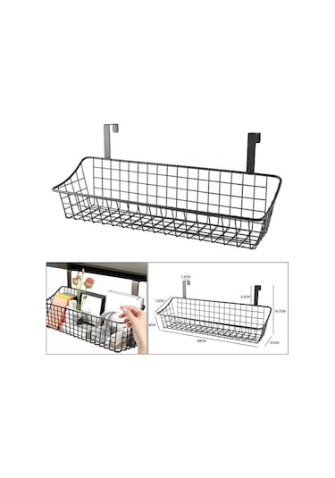 Suntek Asılı Duvar Sepeti Metal Tel Organizatör 12x6x40cm Siyah