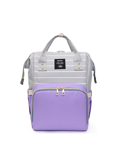 Hangfox Anne Çanta İki Askılı Büyük Kapasiteli Biberon Isıtıcı Su Geçirmez Oxford Kumaş Sırt Çantası Koyu Mor Mor