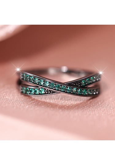 Altın&beyaz Basit Gümüş Renk X Şekli Çapraz Parmak Yüzük Kadınlar İçin Göz Kamaştırıcı Kübik Zirkonya Basit Şık Kadın Yüzükler 13 Çok Renkli