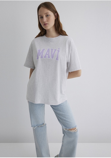 Mavi - Mavi Logo Baskılı Gri Tişört 1600843-85438 Gri