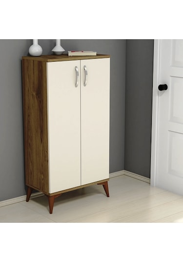 Ferniso Mobilya 2 Kapaklı 4 Bölmeli Ayakkabılık Hud Krem Beyaz