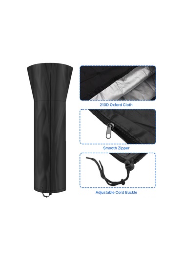 Hangfox 210d Oksford Kumaşlı Dış Mekan Isıtıcı Koruması - Sırtıç, Su Geçirmez, Uv Dayanıklı - Fermuar Ve İç Çekmeceli - 226x85x48cm Siyah