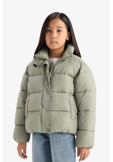 Defacto Kız Çocuk Su Geçirmez Fermuarlı Şişme Mont E8608a825augn1110 Yeşil