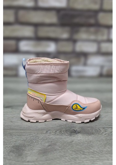 İçi Kürklü Kaydırmaz Kauçuk Taban Su Geçirmez Çocuk Kar Botu Pudra