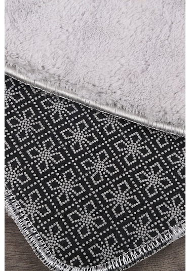 Bubble Gri Büyük Ebat 2'li Banyo Paspas Seti Kaymaz Tabanlı Yıkanablir Klozet Takımı Gri