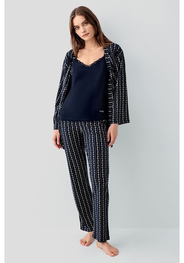 Pierre Cardin Kadın Lacivert 3lü Pijama Takım Lacivert