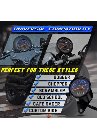 Cafe Racer Retro Özel Motosiklet Mekanik Kilometre K20477