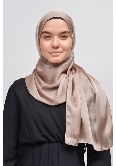 Altobeh Janjan Şık Parlak Saten Dokulu Kadın Tesettür Abiye Şifon Şal - Toprak