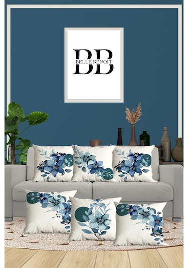 Belle Benoit Baskılı Dekoratif 6'lı Koltuk Kırlent Kılıfı Desen22