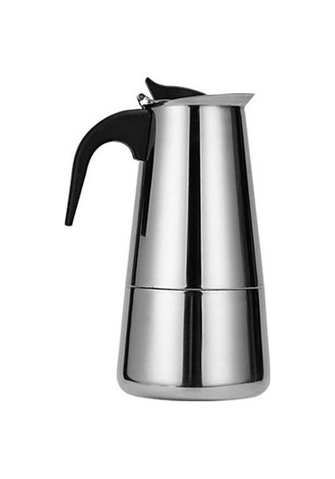 Fastbuy Taşınabilir Paslanmaz Çelik Moka Kahve Makinesi - 100ml Kapasiteli Konsantre Kahve Demleme Cihazı Gümüş Gümüş