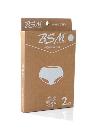 Bsm Organik Pamuk 2'li Kadın Yüksek Bel Külot Beyaz