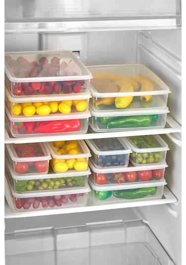 7'li Sızdırmaz Freshbox Kahvaltılık Saklama Kabı Seti / 1x3000 Ml + 6x300 Ml Şeffaf Şeffaf