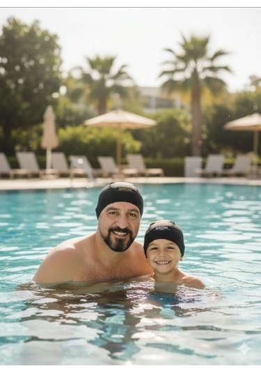 Likralı Bez Deniz Havuz Bonesi 3lü Siyah