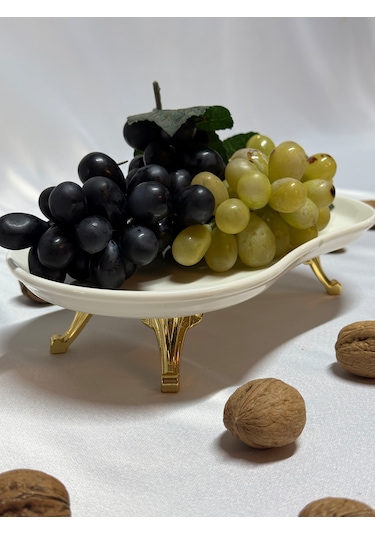 Aless Altın Ayaklı Seramik Sunumluk Çerezlik Meyvelik