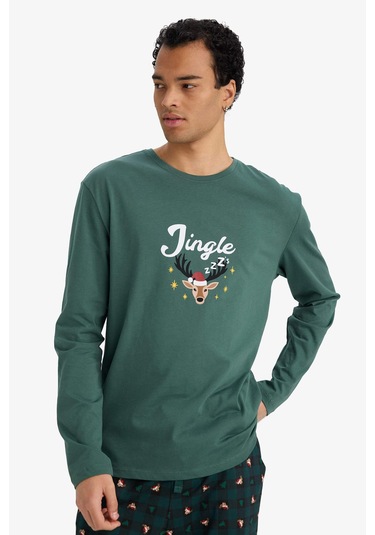 Defacto Regular Fit Hayvan Baskılı Uzun Kollu 2li Takım G2935ax25wngn1259 Yeşil-gn1259