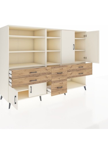 Kronos Dolap 10 Raflı 6 Çekmeceli 4 Kapaklı 220x59x163 Aytaşı-ayt Aytaşı-aytaşı/çam