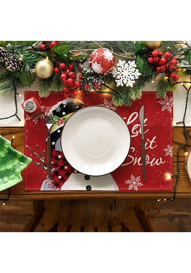 Noel Kış Masa Örtüleri 6 Adet, 12x18ın Noel Tatil Masa Örtüleri Diğer