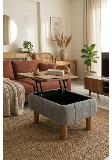 Ester Sandıklı Mekanizmalı Orta Sehpa/bench, Gri